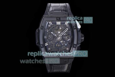 Swiss Replica Hublot Spirit Of Big Bang Black Magic 45MM Watch Black Leather Strap